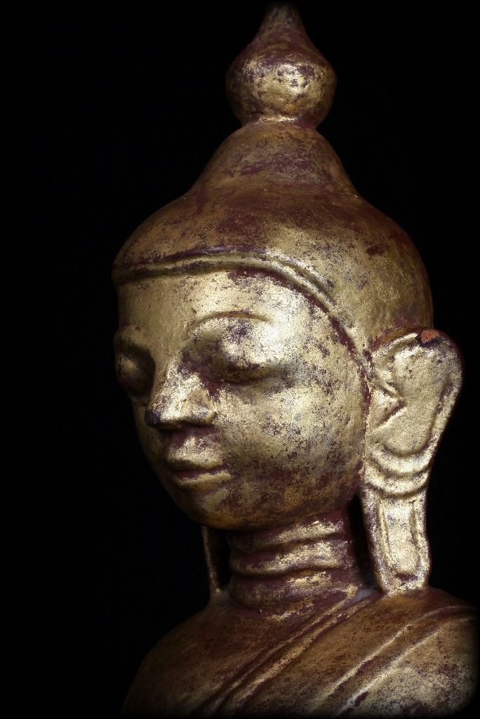 Extremely Rare 19C Wood Burma Madalay Buddha #A038